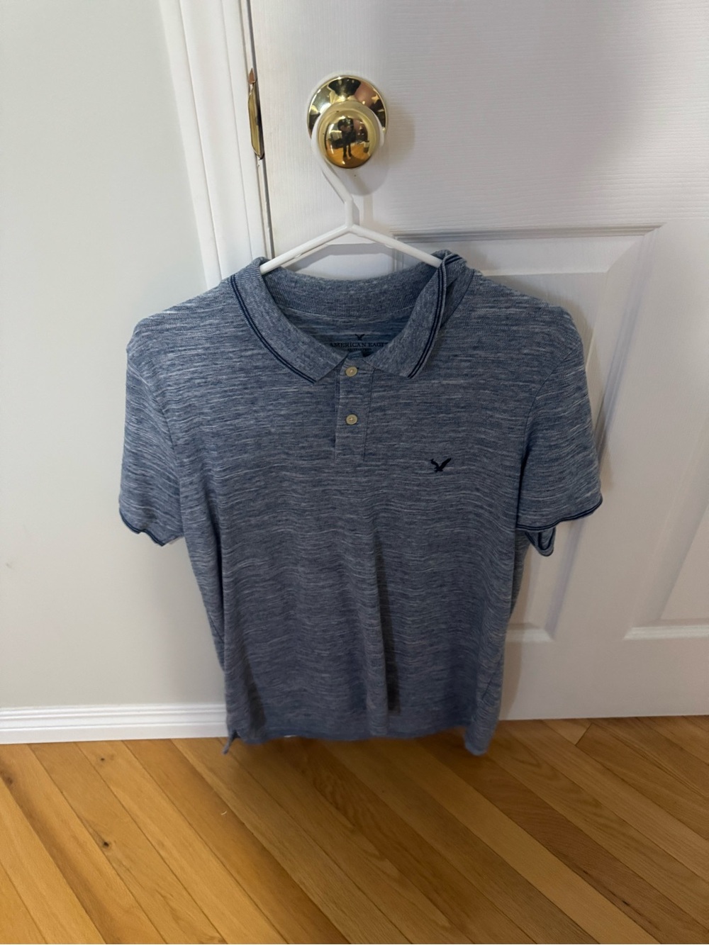 American Eagle Outfitters Heathered Blue Polo Shirt - Men's